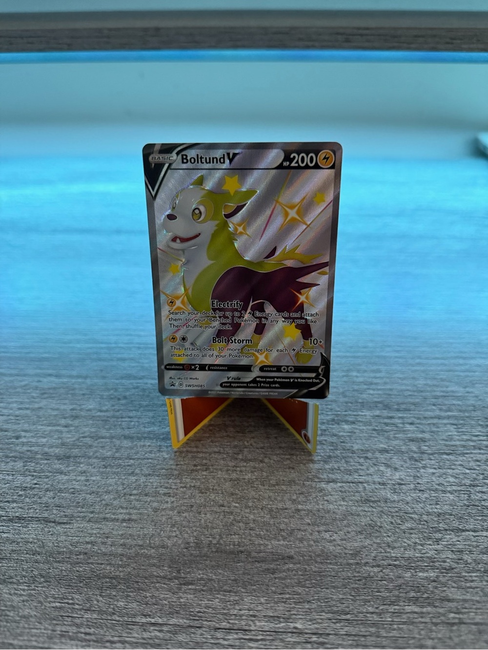 Pokemon Boltund V Holo Card - Yellow & Purple